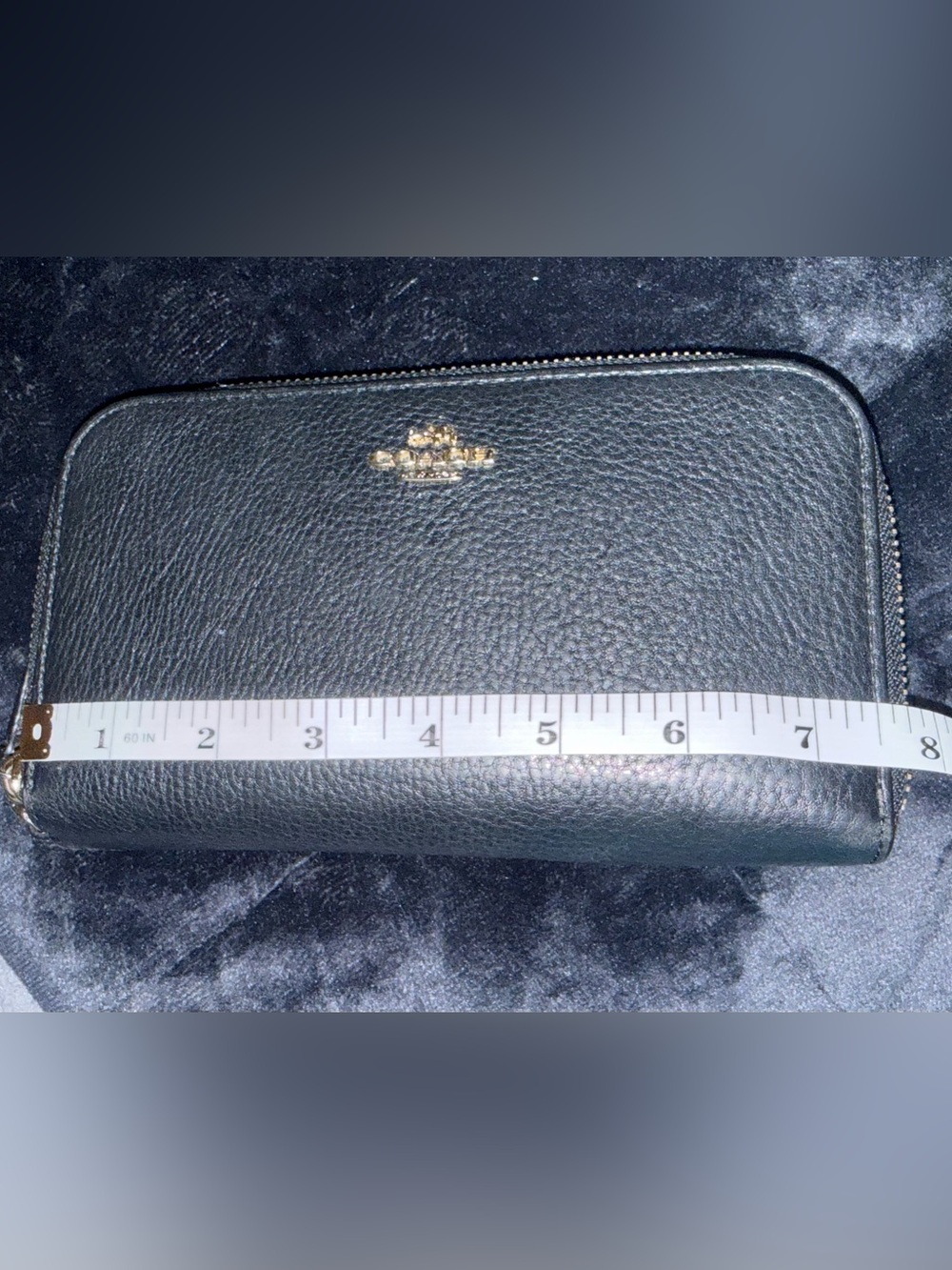 Coach Black Pebbled Leather Wallet with Gold Logo - Picture 7 of 11